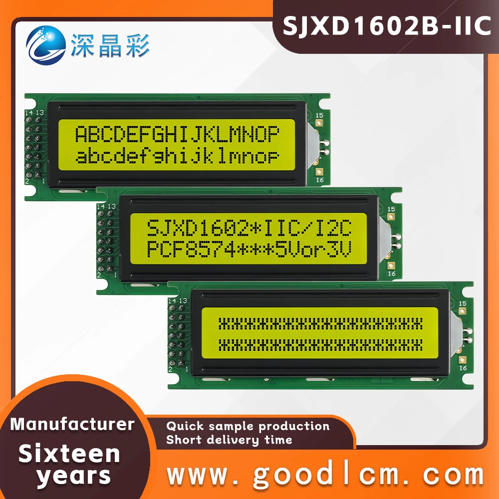 Russian language LCD 1602 screen module SJXD1602B-IIC STN Yellow Positive I2C/IC adapter board 16X2 character dot matrix screen