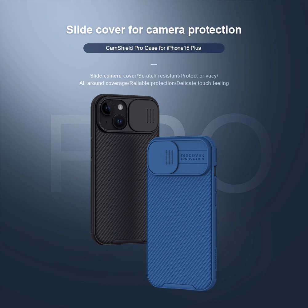 Para Iphone 15 Pro max funda NILLKIN cubierta deslizante funda protectora de cámara para Iphone 15 Plus protección de lente antideslizante