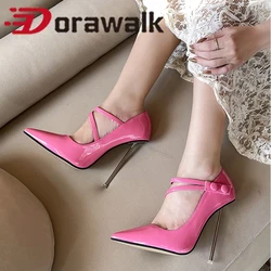 2026 New Arrival Designer Women 12cm Metal Heel Pumps Glossy Patent Stilettos High Heels Pointed Toe Unisex Shoes Plus Size