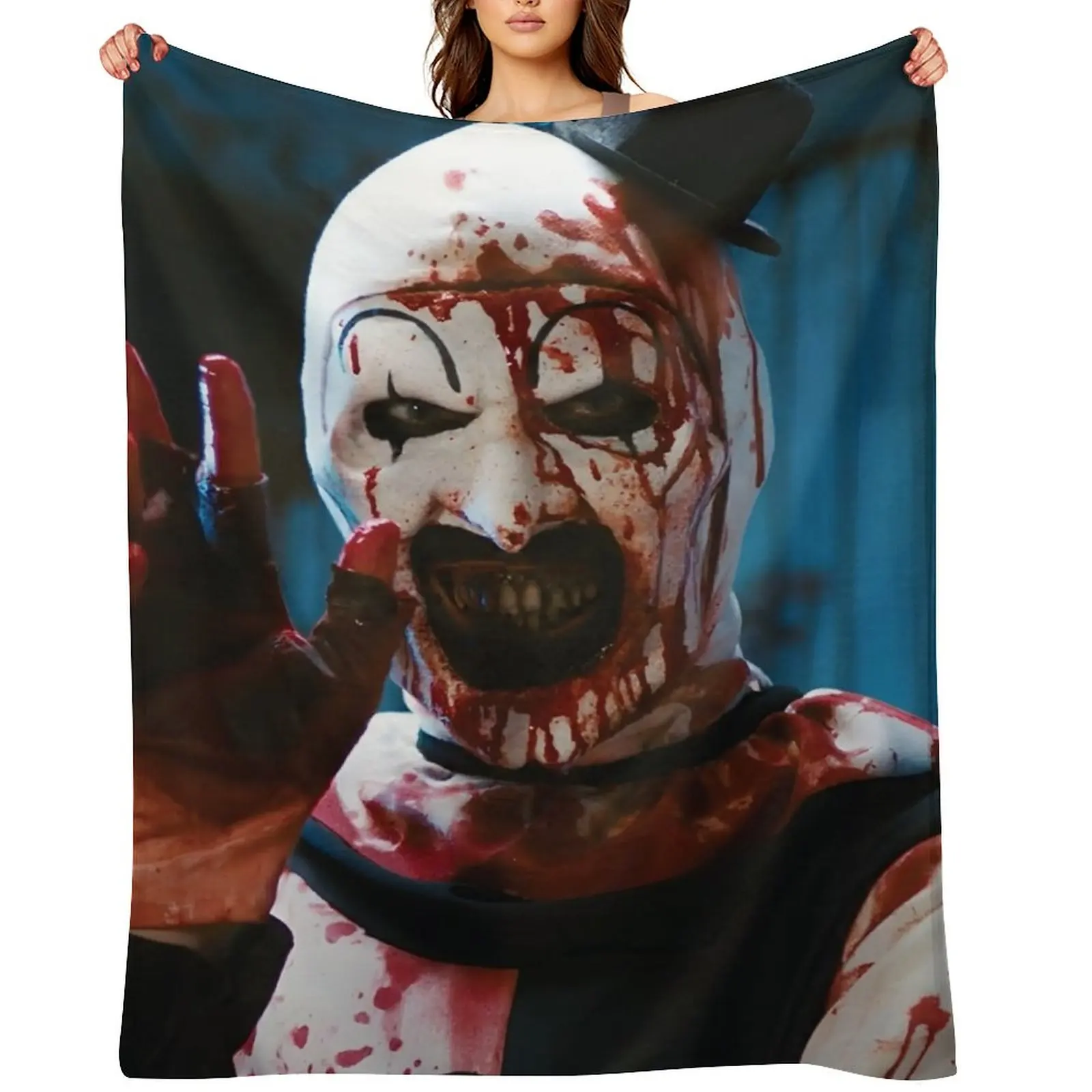 

Upscaled Art The Clown - Terrifier Throw Blanket Cute Plaid Hairys For Decorative Sofa Moving Blankets