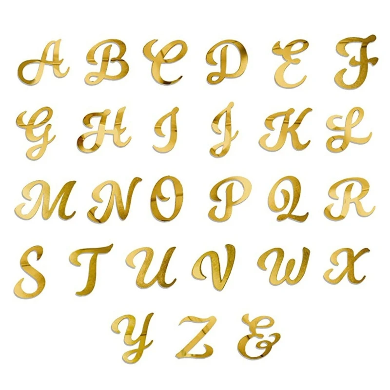 Name Cake Toppers Kits with Full Alphabets Symbols Gold Acrylic Decorations