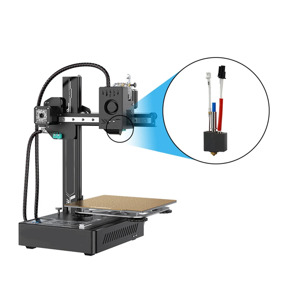 ABJG-24V 60W Hotend Kit Termistor Calentador Garganta para KP3S V1 Extrusora Hot End Kit 0.4mm