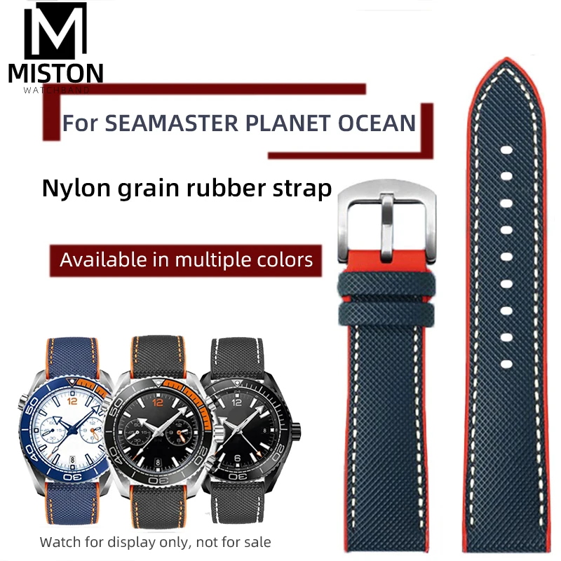 20/21/22mm Rubber strap For Omega Planet Ocean 600 nylon grain  strap AT150/007 quarter orange Seamaster 300 waterproof bracelet