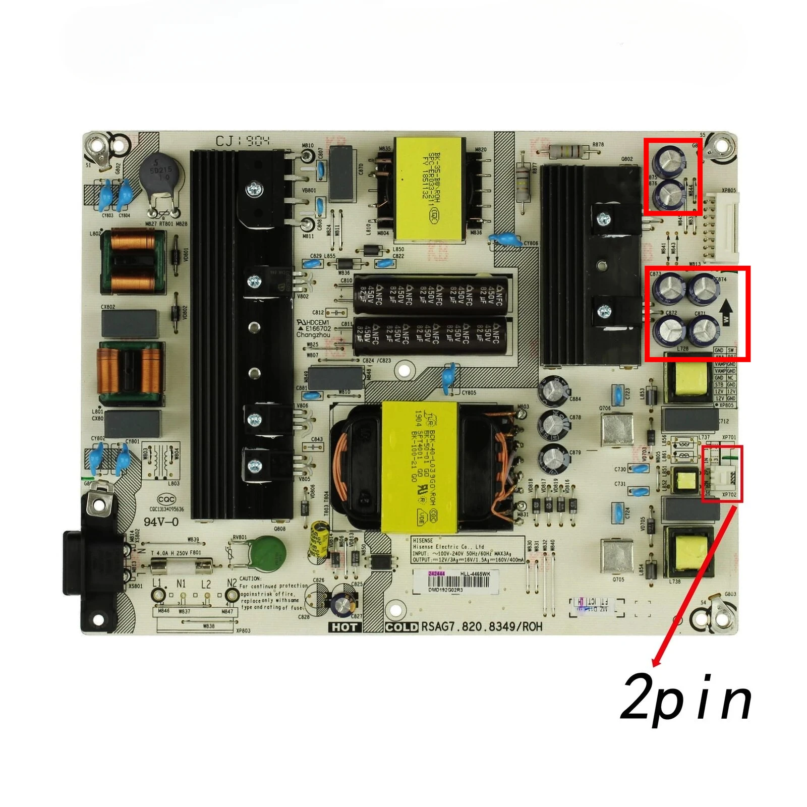 La placa de alimentación RSAG7.820.8349/ROH HLL-4465WK ha sido probada y funciona normalmente, adecuada para 55R6E 55R7E 58H6550E 58R6E 58R7E1