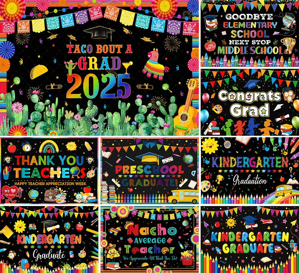 

Mehofond Photography Background Kindergarten Graduate Party Preschool Congrats Grad Kids Ceremony Decor Backdrop Photo Studio