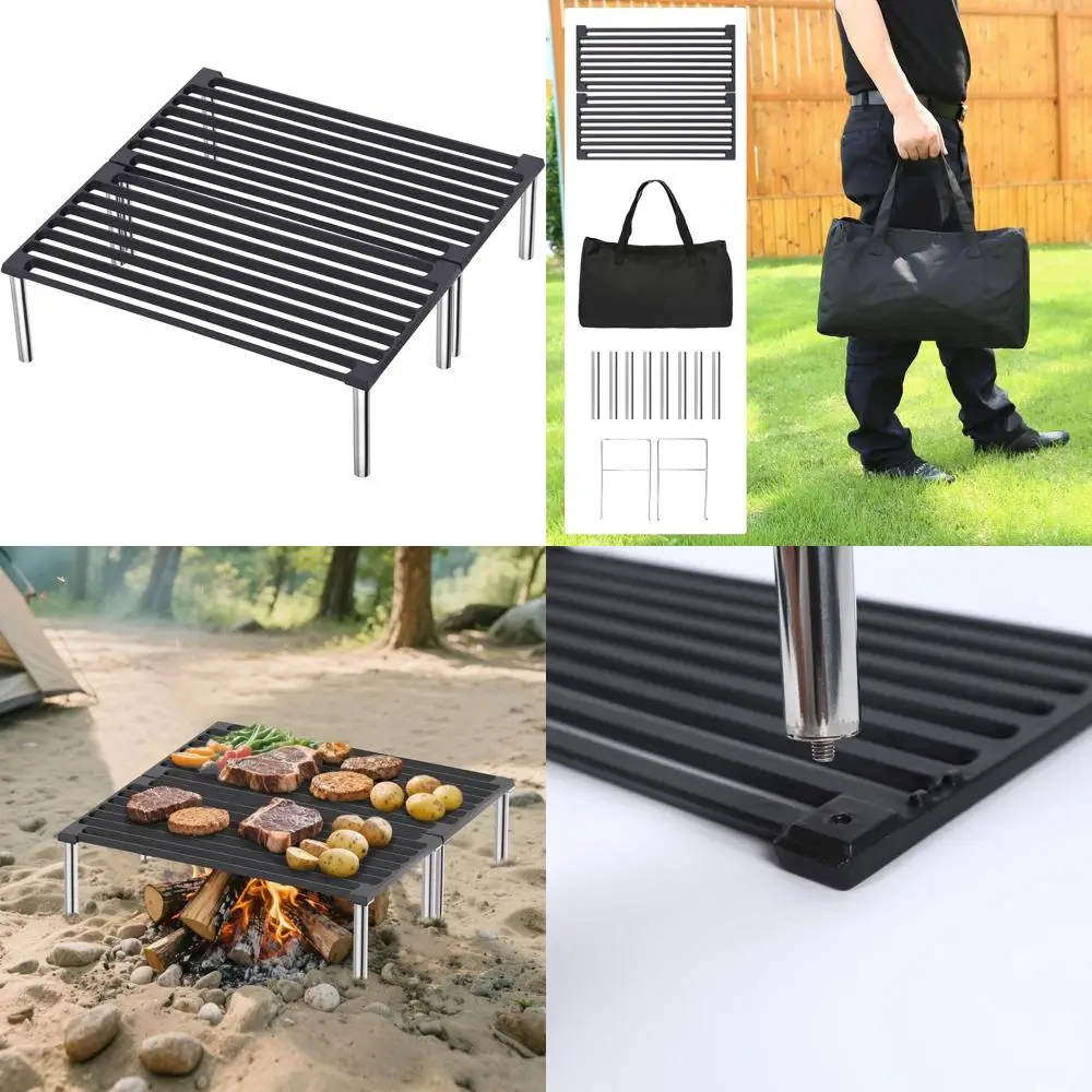 

16x16 Cast Iron Tuscan Grill - Portable, Heavy-Duty Open Flame for Italian Cuisine with Professional Sear Marks