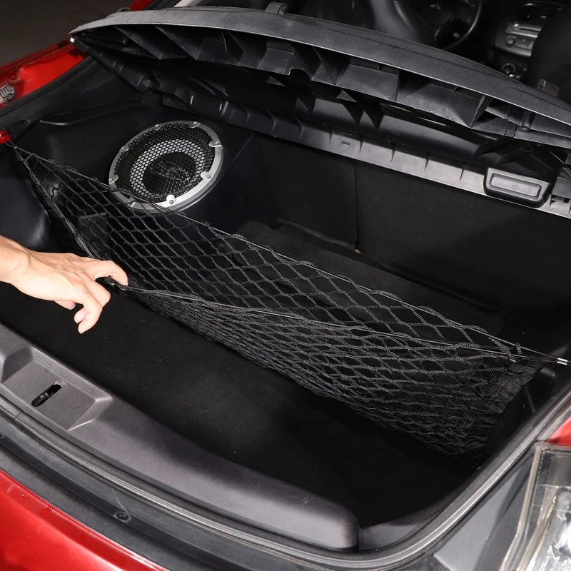 

For Mitsubishi Eclipse 2008 High elastic double layer mesh Black Car Trunk Double Layer Mesh Storage Bag Mesh Car Accessories