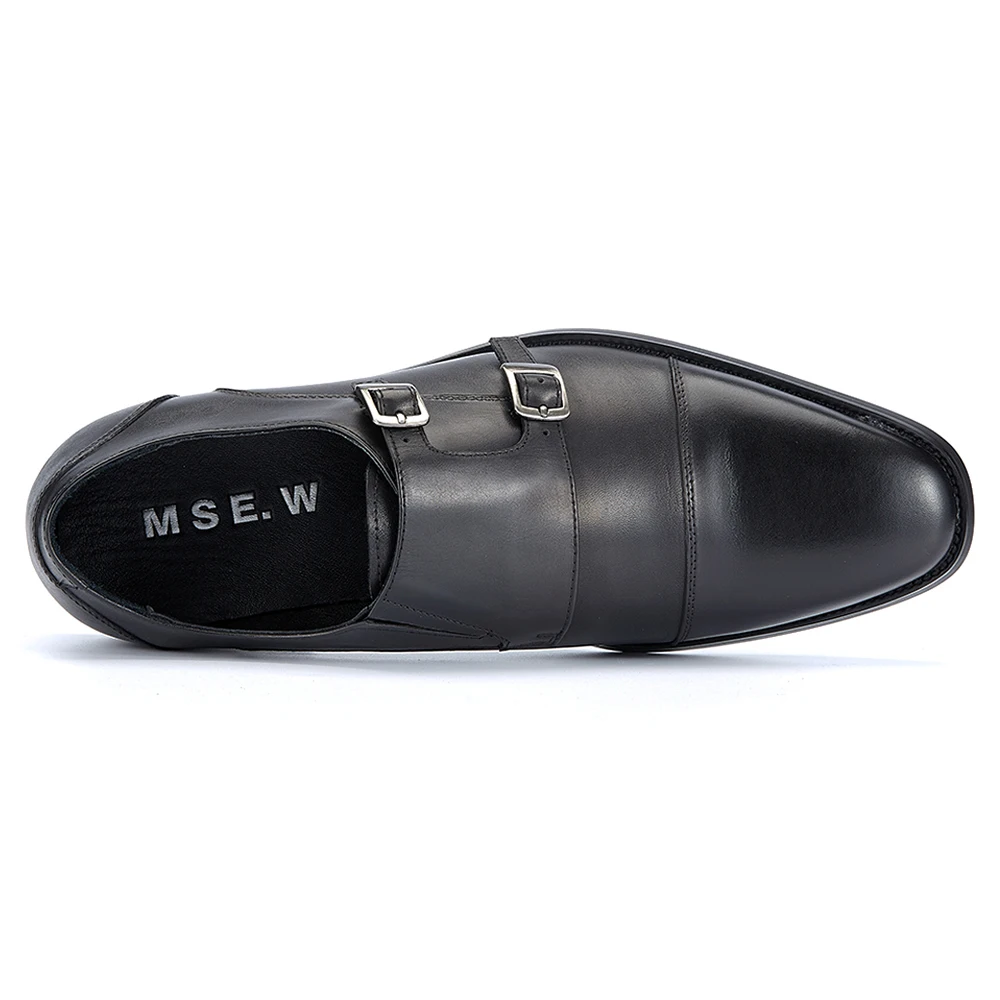 Men's Monk Strap Formal Leather Slip-On Oxfords Designer Party Wedding Dress Shoes in Classic Black Brown And Dark Brown