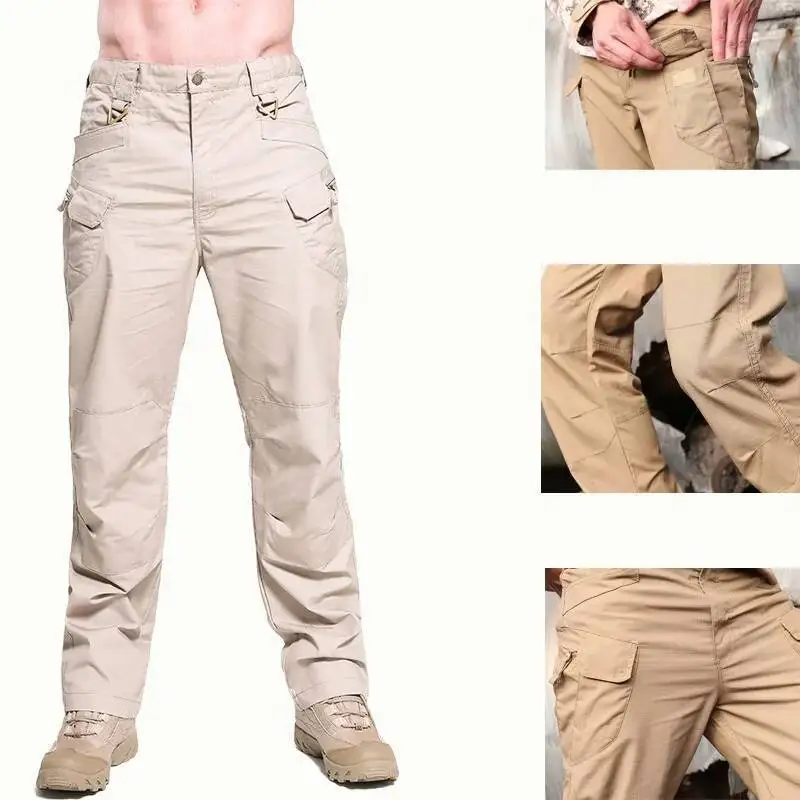 

XL Men Outdoor Hiking Sports Tactical Pants Spring Summer Multi Pockets Casual Straight Combat Training Work Trousers Plus Size
