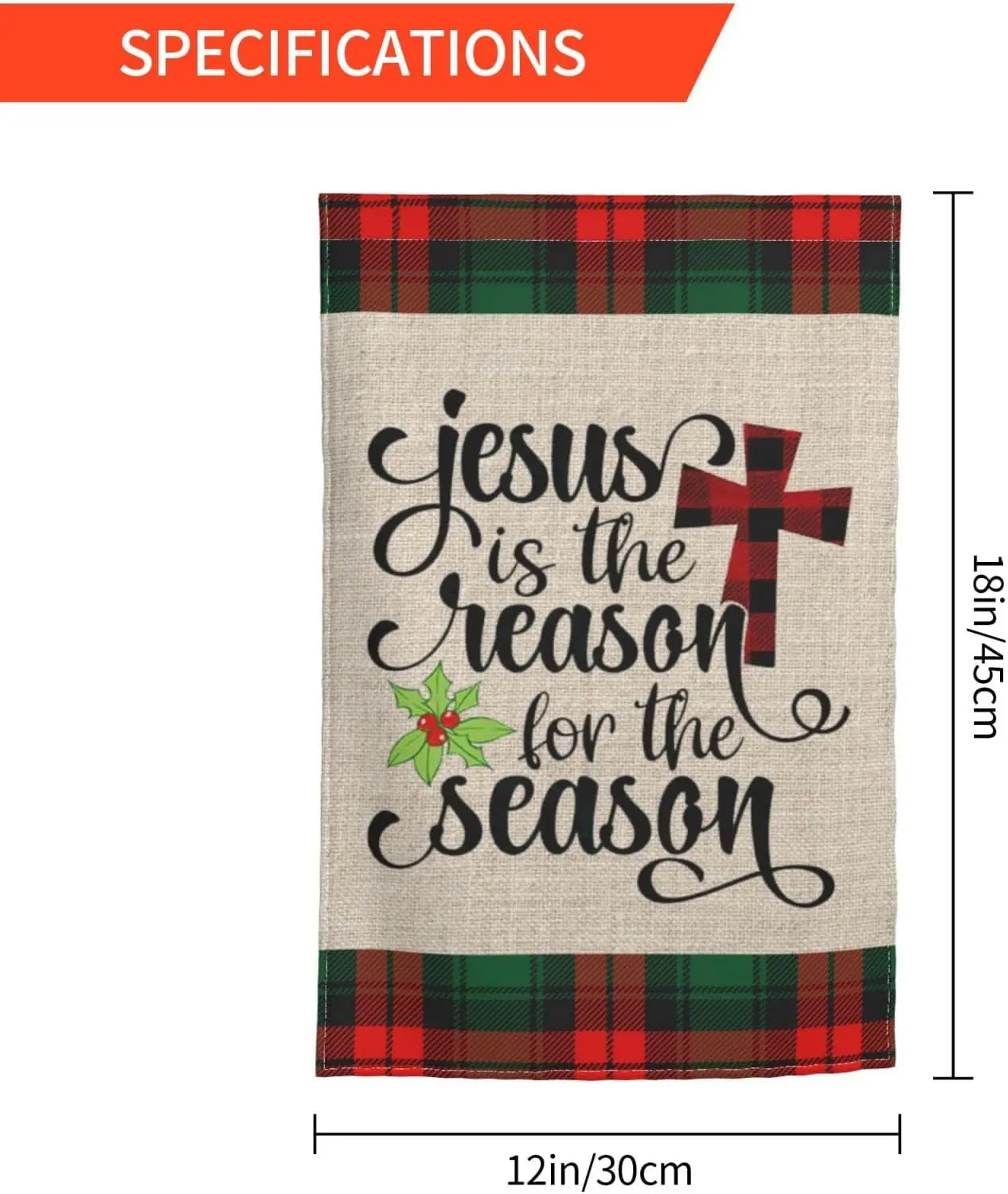 JING Jesus Is The Reason For The Season Garden Flag Vertical Double Sided Burlap Banners Yard Outdoor Home Decor 12'X18'