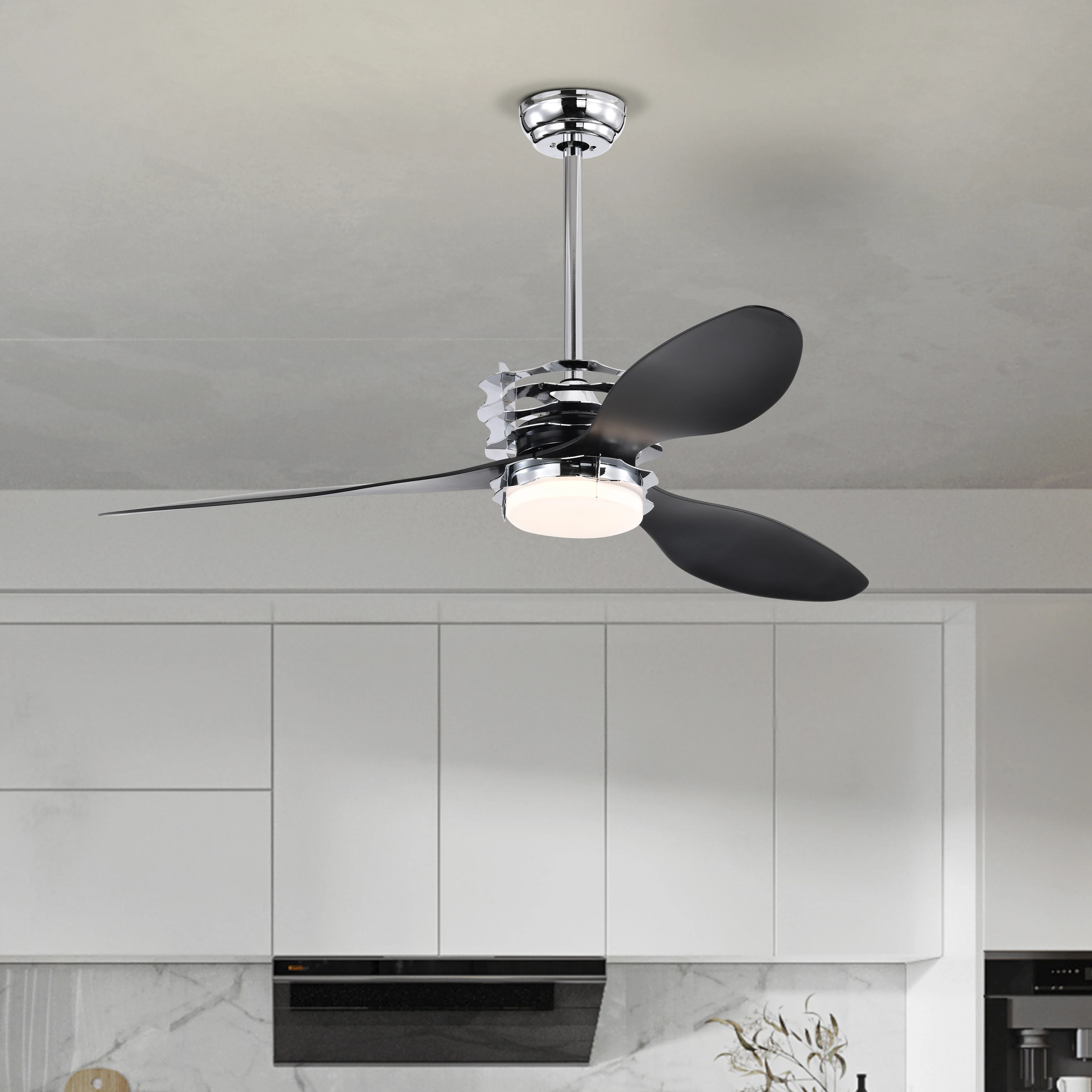 Ventilateur de plafond sphérique en ABS avec lumières et télécommande, ventilateur de plafond intérieur avec lumière pour un usage domestique, 52 en effet, 6 vitesses réglables