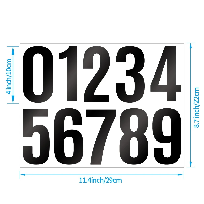 Large 4 Inch Reflective Number Sticker Glossy Metal Silver Black Self Adhesive for Mailbox Address ID