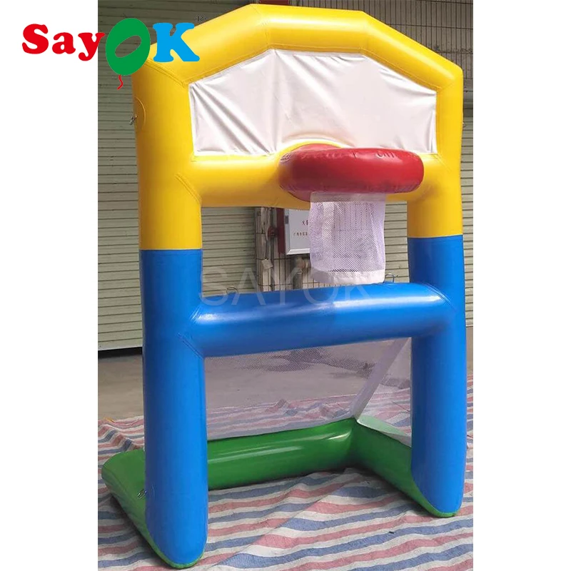 

2.2mh Inflatable Mini Goal Pvc Inflatable Multi-play Basketball Goal For Basketball Soccer Football Sports Games