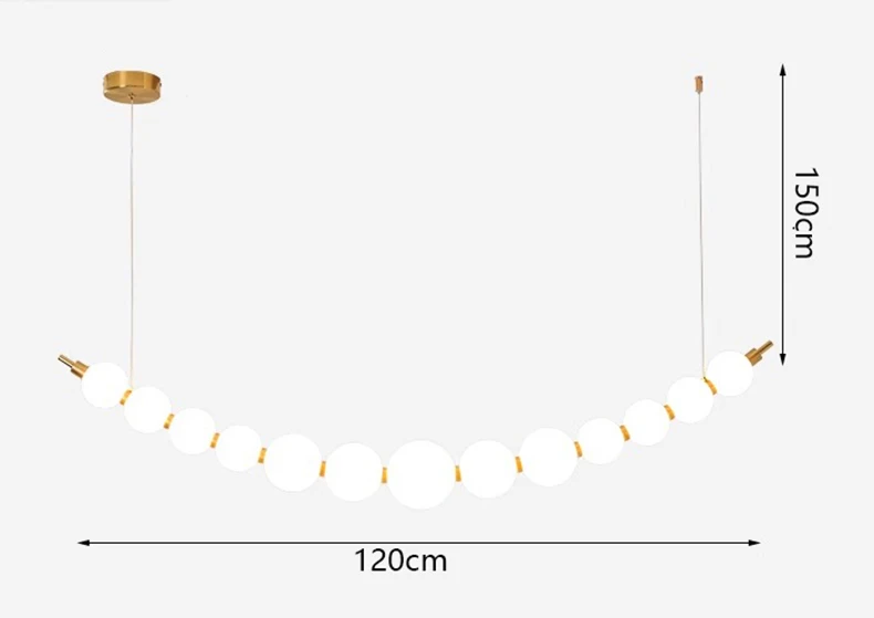 Noordse ringkroonluchters Witte acryl LED-kroonluchter voor eetkamer, woonkamer, slaapkamer, parelketting hanglamp