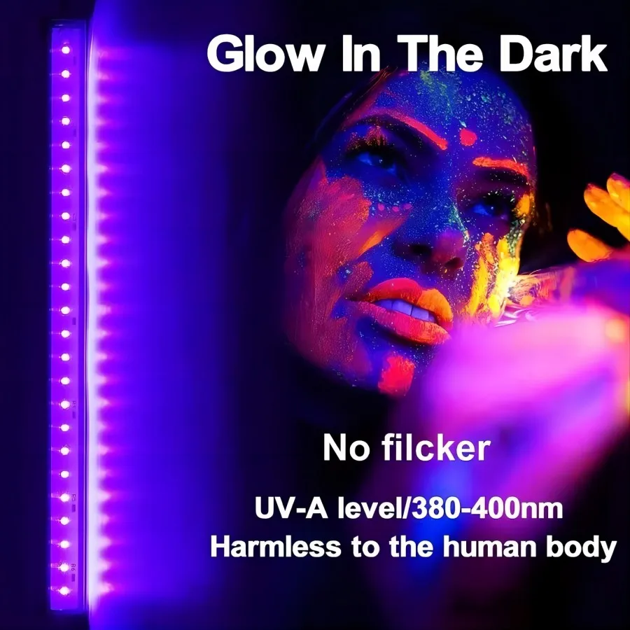 1ft UV Black Light Bar for Room, Cabinet, Holiday Halloween Decorations, Body Paint, Poster, Fluorescent Tapestry, Glow Party