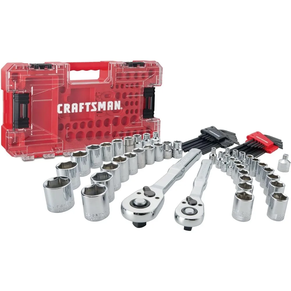 مجموعة أدوات ميكانيكية مكونة من 71 قطعة من Craftsman Versastack مع محركات 1/4 و3/8 بوصة