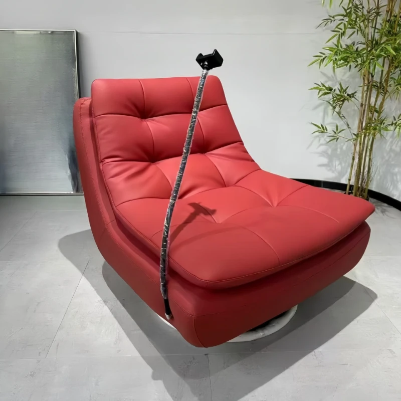 Rotating single sofa rocking chair reclining and sleeping mobile phone holder leather lazy leisure chair living room