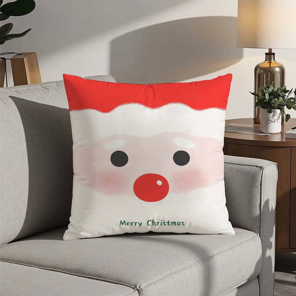 

Merry Christmas Art Pillow Case Plush Fabric Soft Pillowcase Double Sided Print Cushion Cover Household Gifts