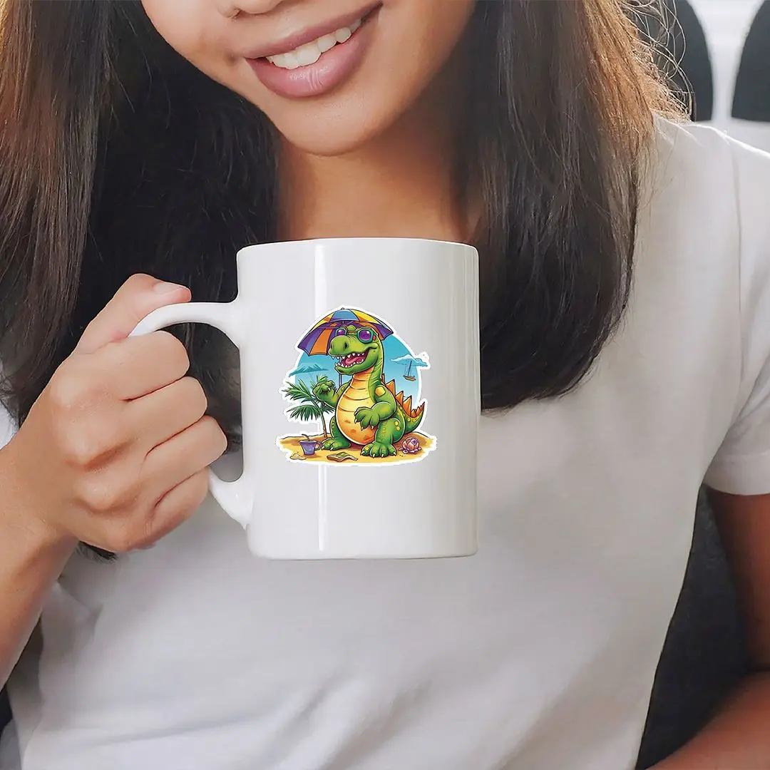 8 Упаковок, Летние Наклейки На Чашки С Динозавром, УФ DTF, Водонепроницаемые Декоративные Этикетки Для Кружек, Банок