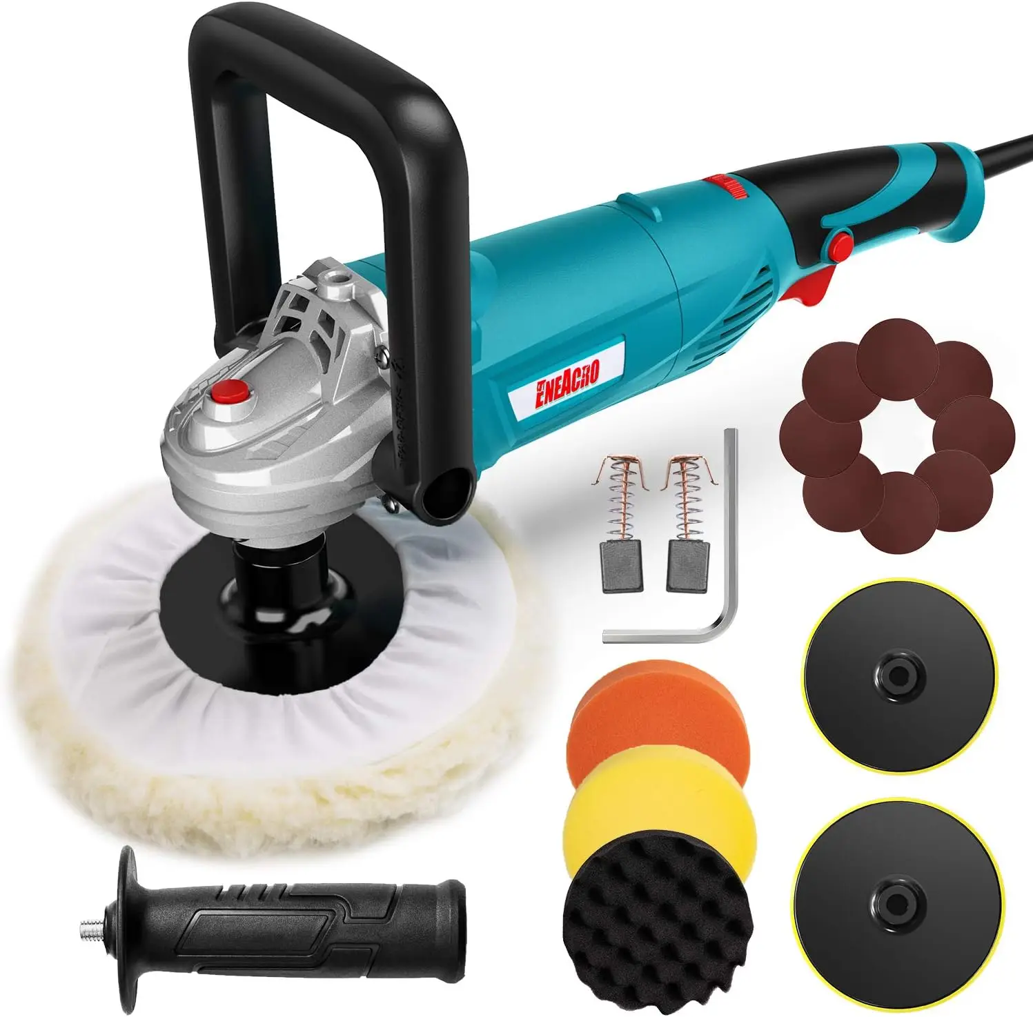 

ENEACRO Polisher, Rotary Car Buffer Polisher Waxer, 1200W 7-inch/6-inch Variable Speed 1500-3500RPM, Detachable Handle Perfect