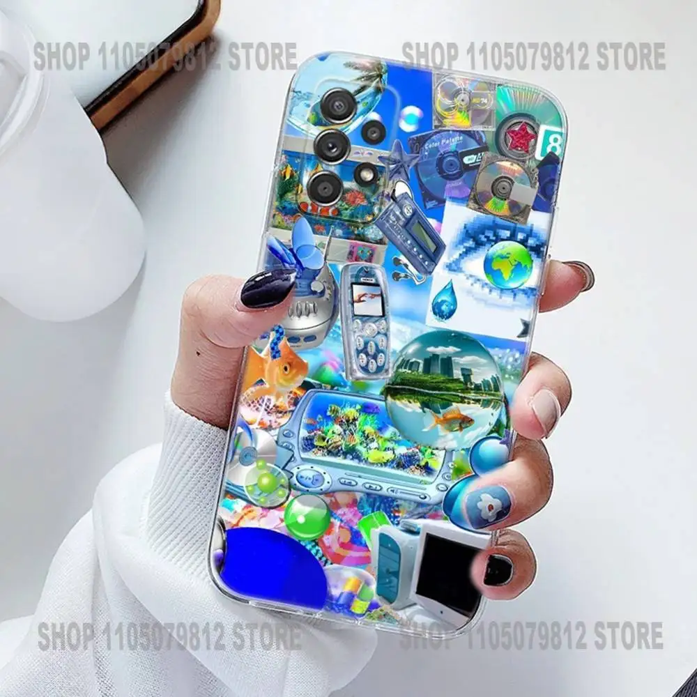 Funda de teléfono Frutiger Aero de silicona para Samsung S30,23,21,22,20 FE lite,S10,9,PIus Note20ultra suave transparente