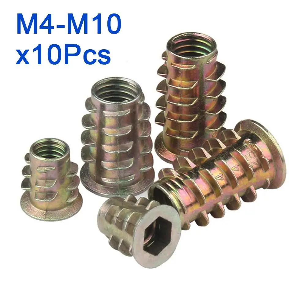 M4 M5 M6 M8 M10 Hex Nut Durable Hexagonal Trapezoid Nuts Zinc Alloy Furniture Nut Wood Insert Inner ThreadHex Drive Head