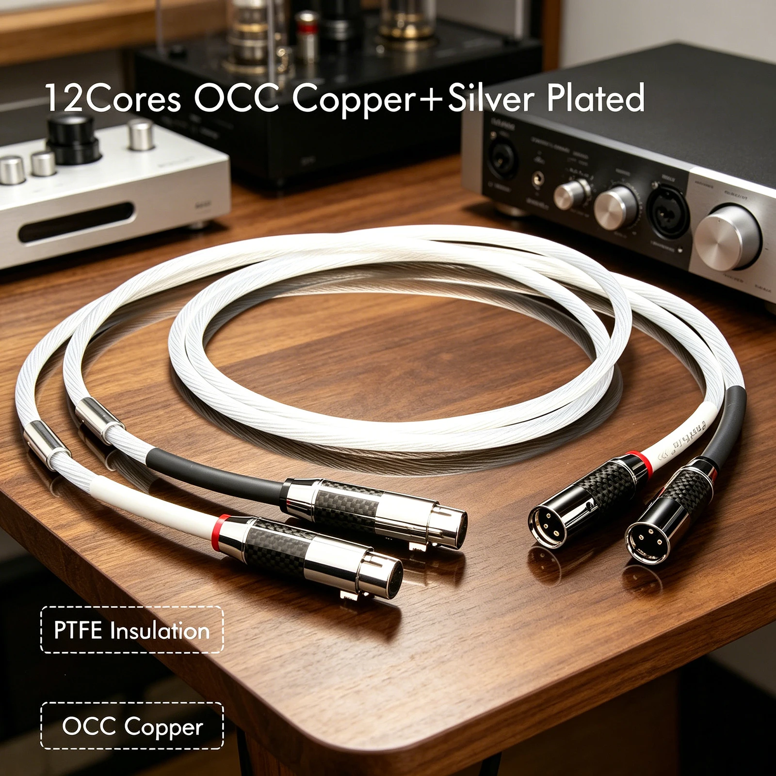 Pair Balanced XLR Cable for Audiophile, Professional XLR Mic Stereo Audio Cable with O-C-C Core, Dual Shielded for Live Sound