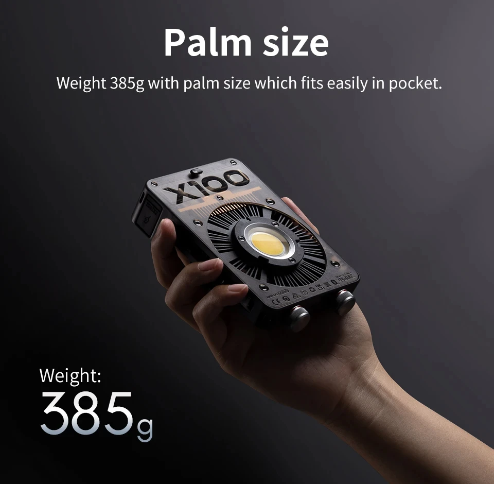 ZHIYUN MOLUS X100 COB LED Light 100W Photography Lighting Outdoor Photo/Video Shooting Handheld Portable Pocket Light