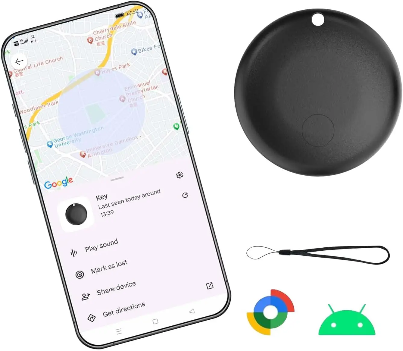 

Воздушные метки для Android GPS-трекер Smart Tracking Tag для Google Find My (Find Hub) Поиск предметов для ключей Автомобильный кошелек Сумка для багажа Домашние животные