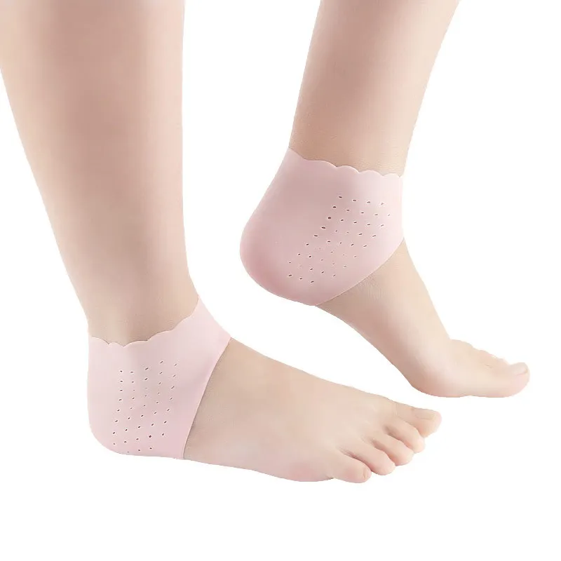 Chaussettes de soin des pieds en silicone avec trou, gel hydratant, talon fin, protecteurs de la peau des pieds fissurés, couvre-talon en dentelle, 2 pièces