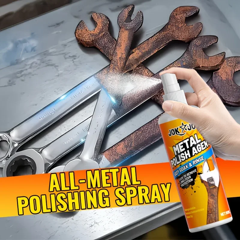 JOKJOK New All-Metal Anti-Rust Polish Spray 100ml- Non-Toxic, Durable Care for Wheels, Screws, Locks, Garden Tools & Boats