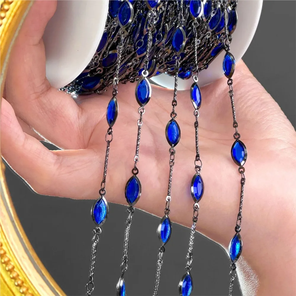 1Meter Colorful Beaded Crystal Beaded Copper Chain For DIY Necklace Bracelet Costumes Jewelry Making Material Accessories image 4