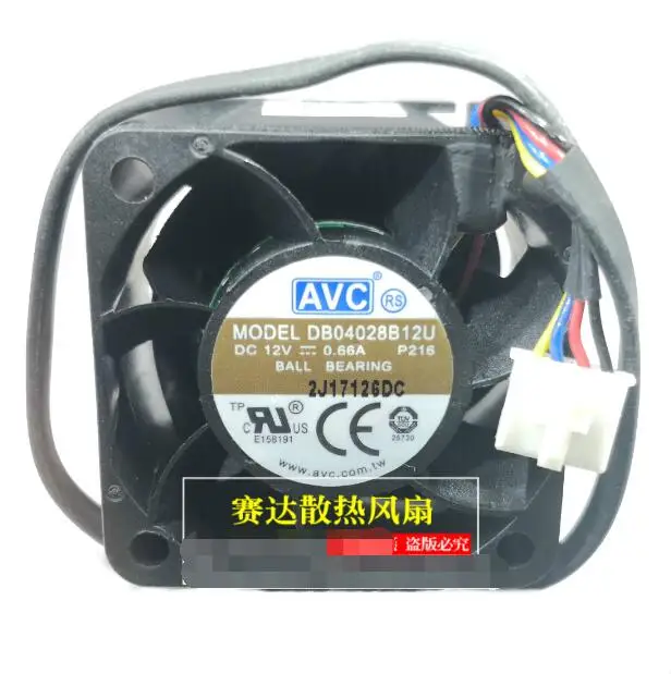 AVC DB04028B12U P216 DC 12V 0.66A 40x40x28mm 4-Wire Server Cooling Fan