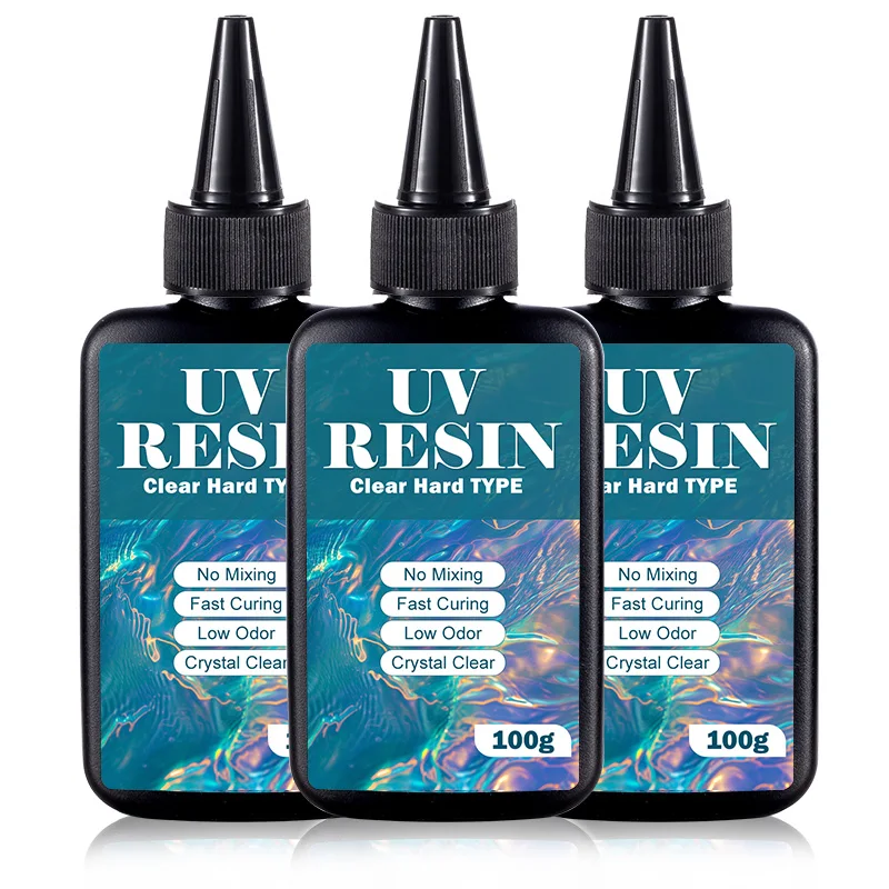 100g/250g Clear UV Resin Hard Type One Minute Ultraviolet Solar Fast Curing Epoxy Resin Glue for Casting Molds Jewelry Craft DIY