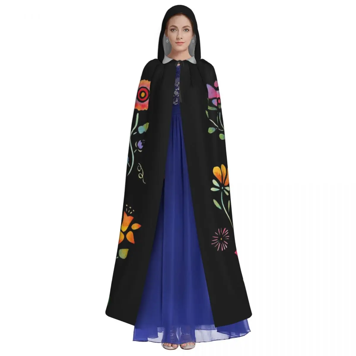 花ロングフード付きマント魔女中世衣装コスプレケープハロウィンコート大人ユニセックス