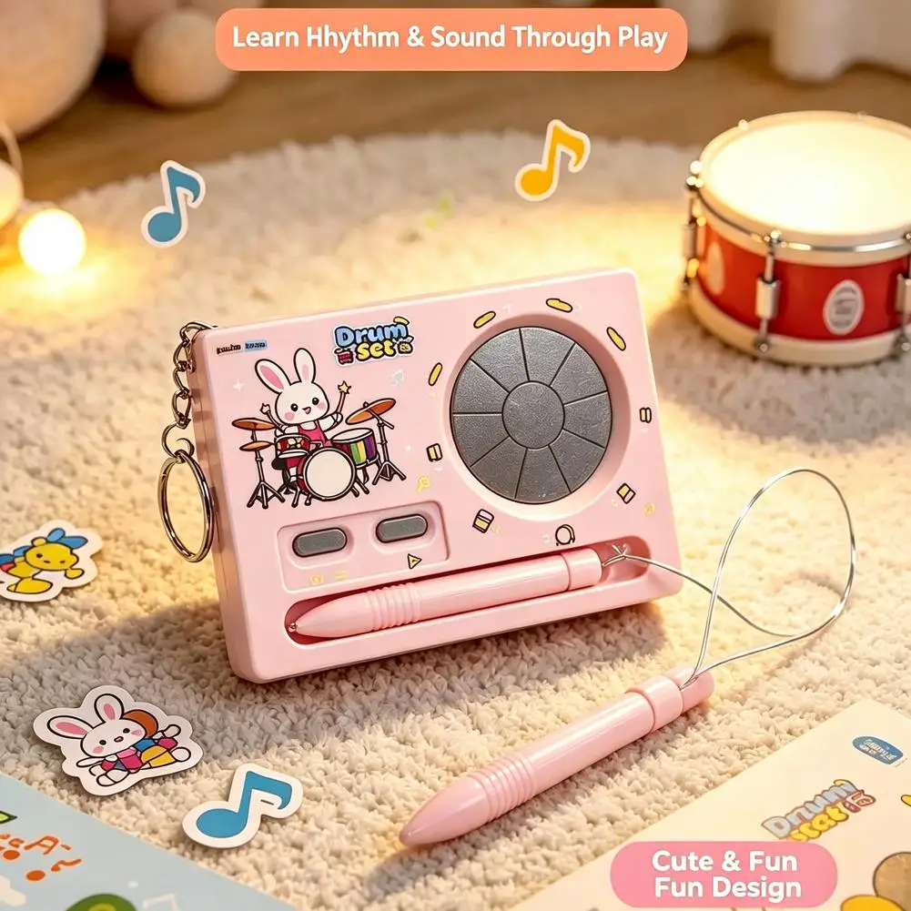 Electronic Drum Keychain Recording Function Mini Piano Music Sound Toy Playable Bag Hanging Decompression Toy