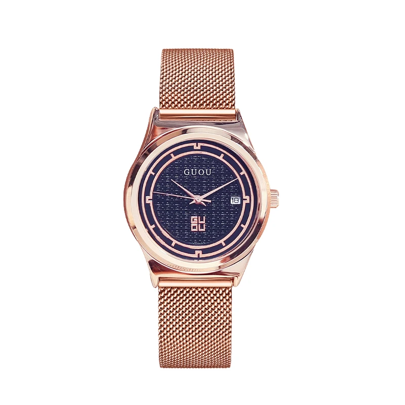 

GUOU women's watch waterproof fashion women's 2023 new rose gold personalized trend casual simple watch women