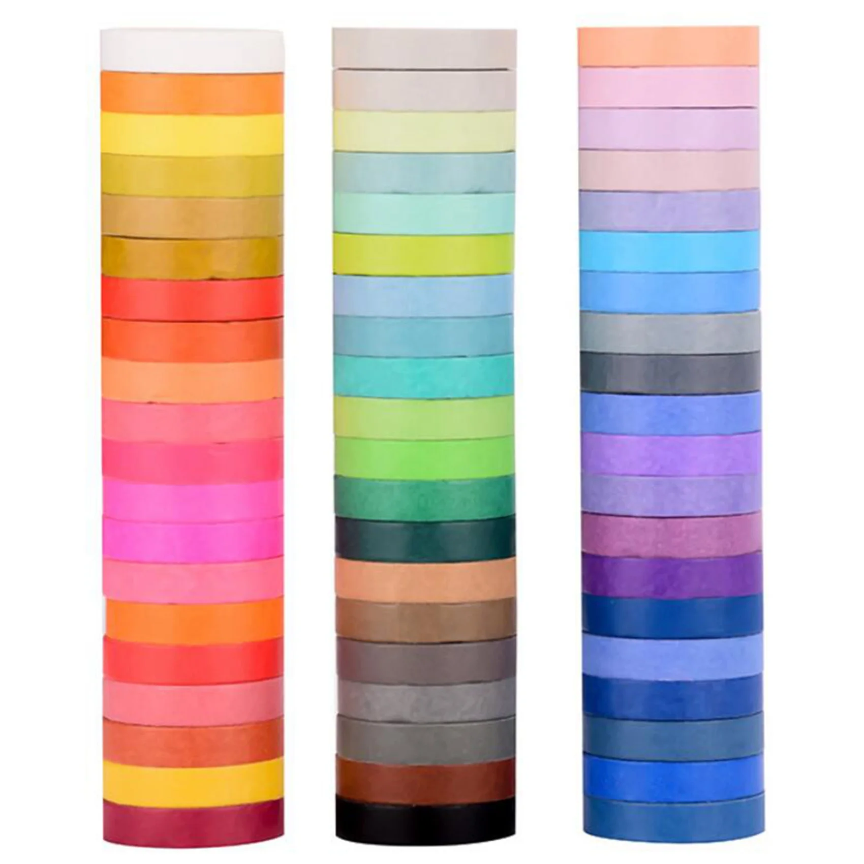 120 ชิ้น Basic สีทึบ Washi เทป Rainbow Masking เทปกาวตกแต่งสติกเกอร์เทปสมุดภาพไดอารี่เครื่องเขียน