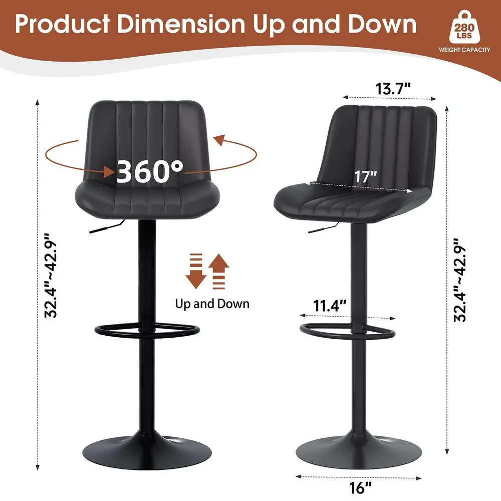 

Modern Leather Bar Stools Swivel amp HeightAdjustable Bar Chairs with Footrest, Ergonomic Design for Kitchen Island, Home amp C