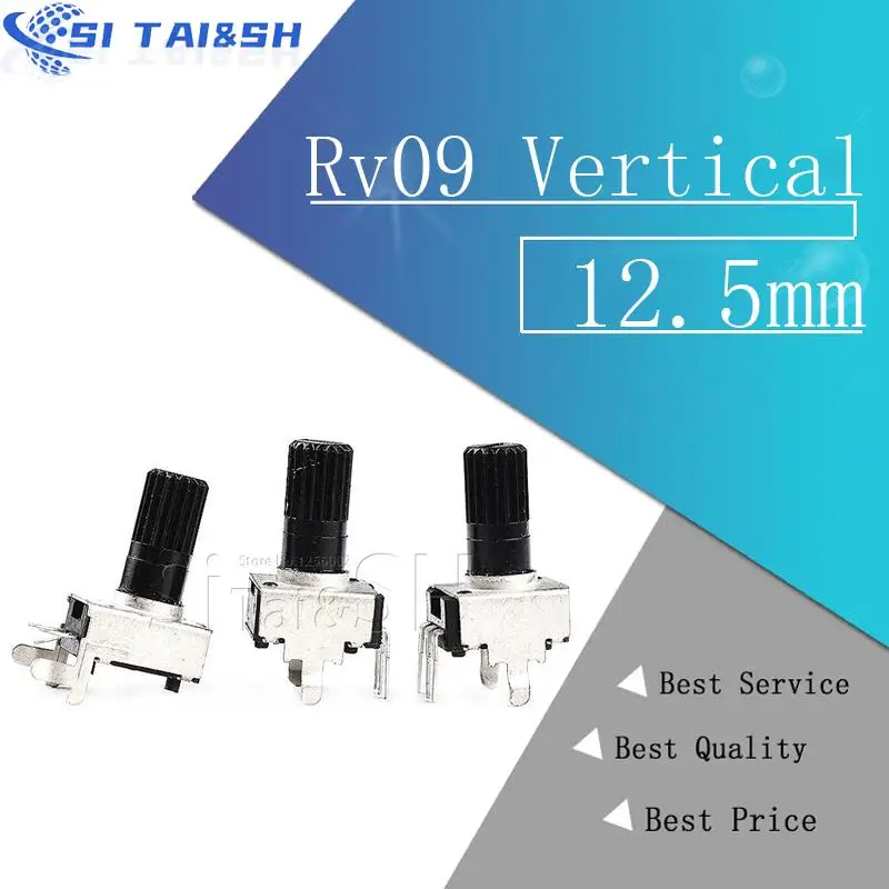 37 + 1 10 pezzi Rv09 Verticale 12,5 mm Albero 1k 2k 5k 10k 20k 50k 100k 0932 Resistenza regolabile 9 Tipo Potenziometro di tenuta a 3 pin