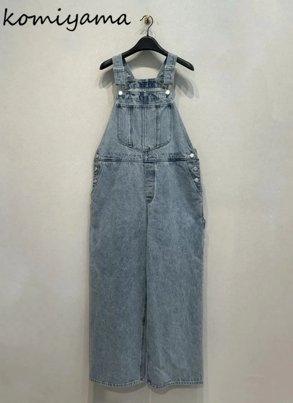 

Denim Straight Jumpsuits Straps Jumpsuit Woman Japan Style Loose Casual Combinaison Femme High Waist Ropa Mujer Monos Largos