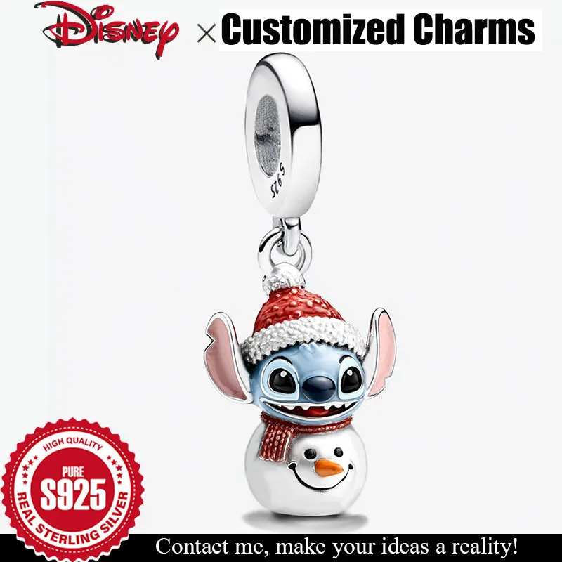 

Очарование из стерлингового серебра 925 пробы, подвеска с рисунком снеговика Диснея, оригинальные эмалированные серебряные бусины, ювелирные аксессуары, рождественские подарки