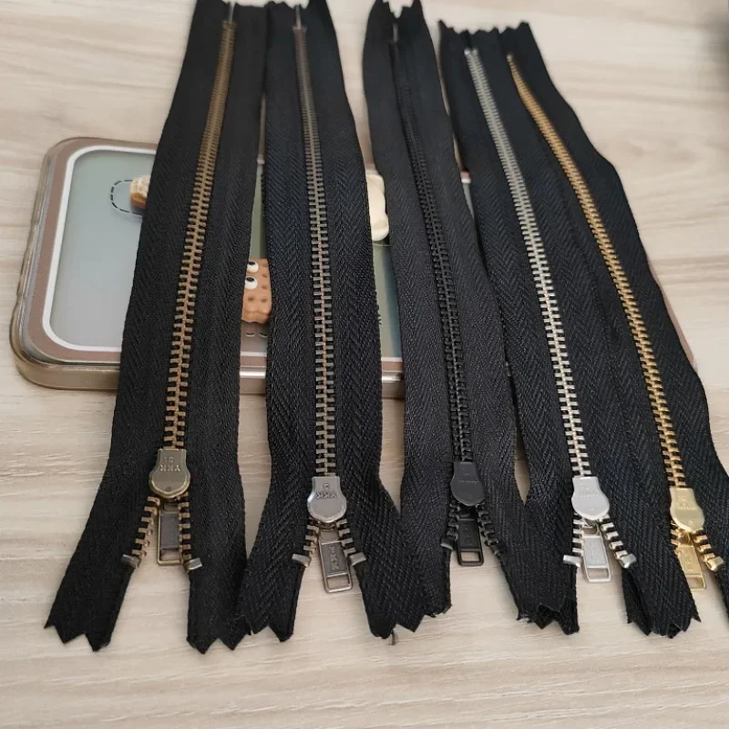 30pcs/Lot 3# 20 25 30cm Vintage Ykk Metal Zipper  for Sewing Black Bronze Close End Pocket Pants Leather Bag Craft Diy Accessory