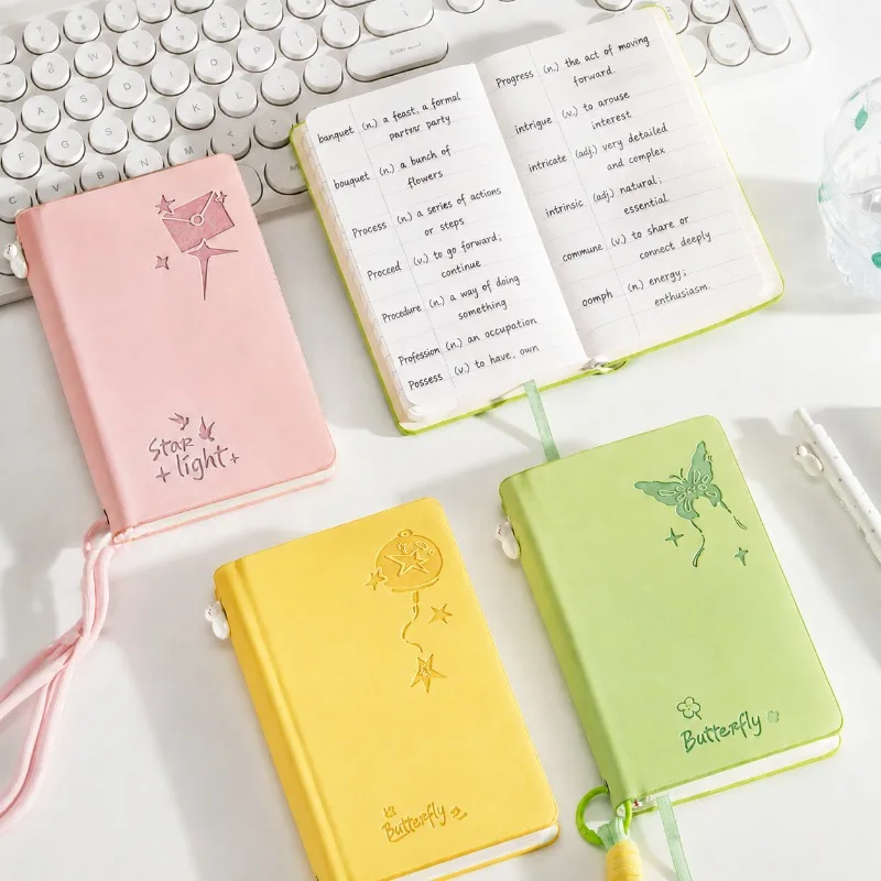 Colorful Portable A5 Leather‑cover Planner Journal Thick Inner Sheets Compact Hand‑writing Memo Stylish Stationery for Daily