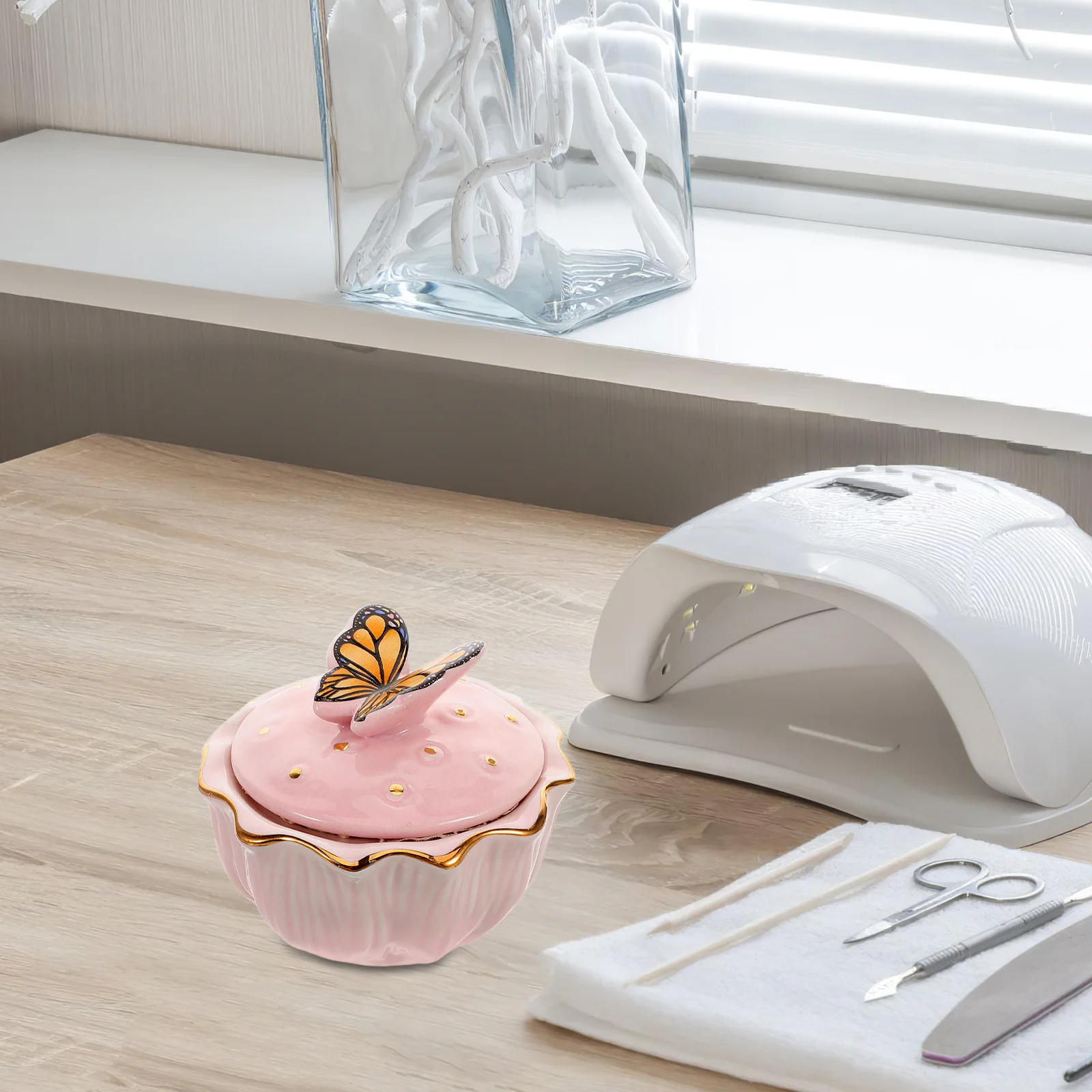 Ceramic Nail Art Brush Cleaning Cup With Filter Multi Functional Dappen Dish For Salon Home Use Nail Brushes Washing Cup