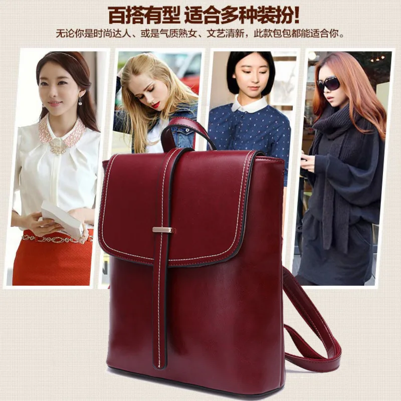 

New Autumn French Retro Cowhide Street Trend Luggage Goods Solid Color Shoulder Bags Genuine Leathers Women's Feminine Backpacks