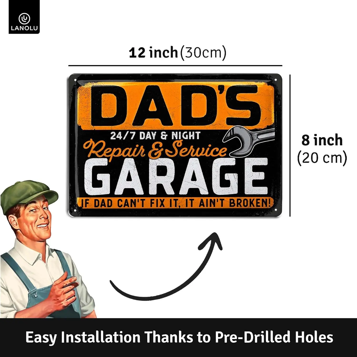 Retro Tin Sign Dads Garage - decorative for kitchen and home, Papas Workshop sign, Dads Garage Gifts - Garage signs for Dad meta