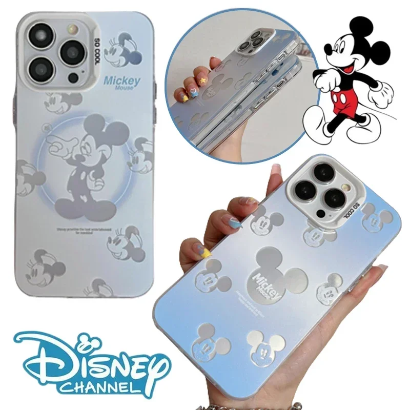 Disney Mickey Mouse Phone Case for IPhone 15 14 Pro Max Plus Anime Cover for IPhone 11 12 13 Laser Creative Protective Soft Case