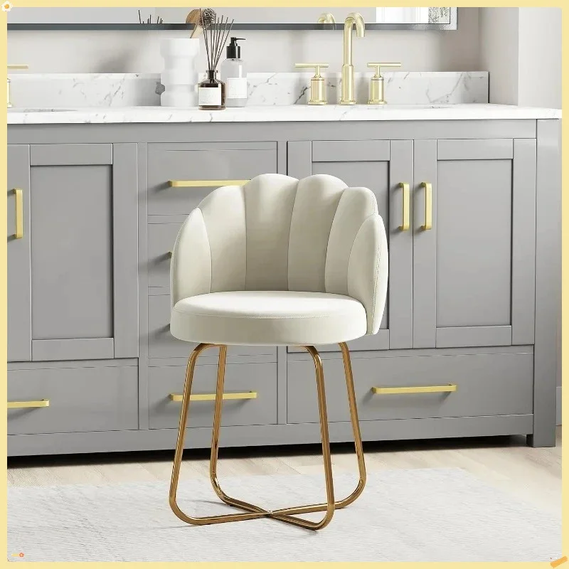 مقعد أبيض مع مسند ظهر، مقعد مكياج محمول للنساء والفتيات، أثاث غرفة نوم الحمام، مقعد للمكياج #2