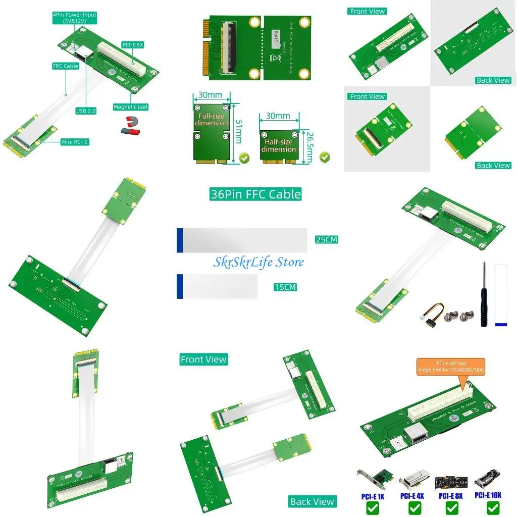 

E65E Mini PCIE to PCIE 8X Extension Cable FPC Cable 107x42mm (Vertical Installation)